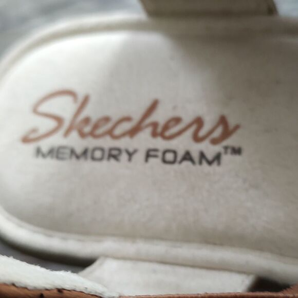 Skechers memory foam brown strap wedge sandals Sz 9.5 NWOT - Picture 6 of 7